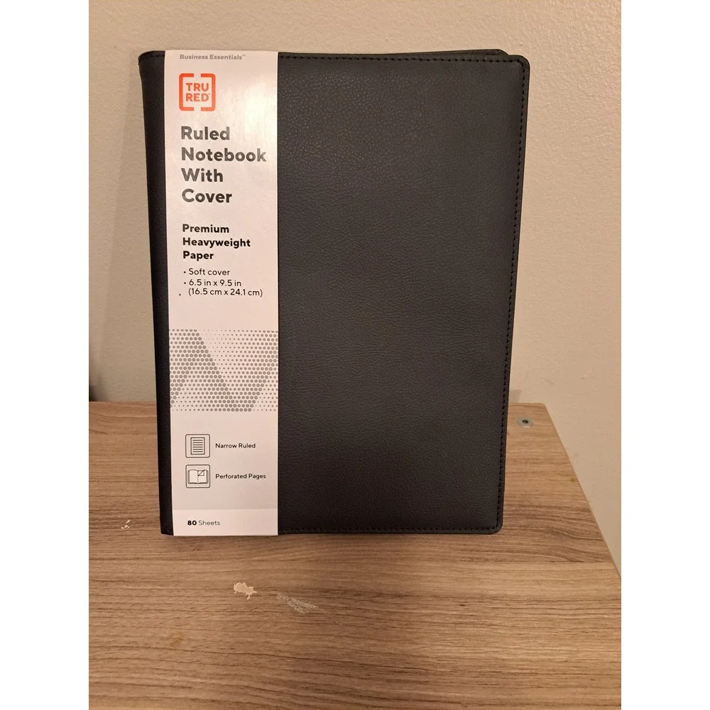 TRU RED Black Essentials Ruled Notebook Soft Cover Premium Paper 80 Sheets